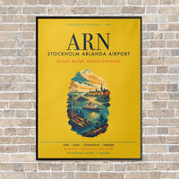 Thumbnail for Stockholm Arlanda Airport ARN vertical canvas print - framed - yellow background