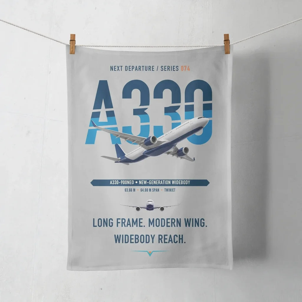 Airbus A330-900neo design on light gray towel