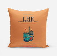 Thumbnail for London Heathrow Airport (LHR) design on orange pillow