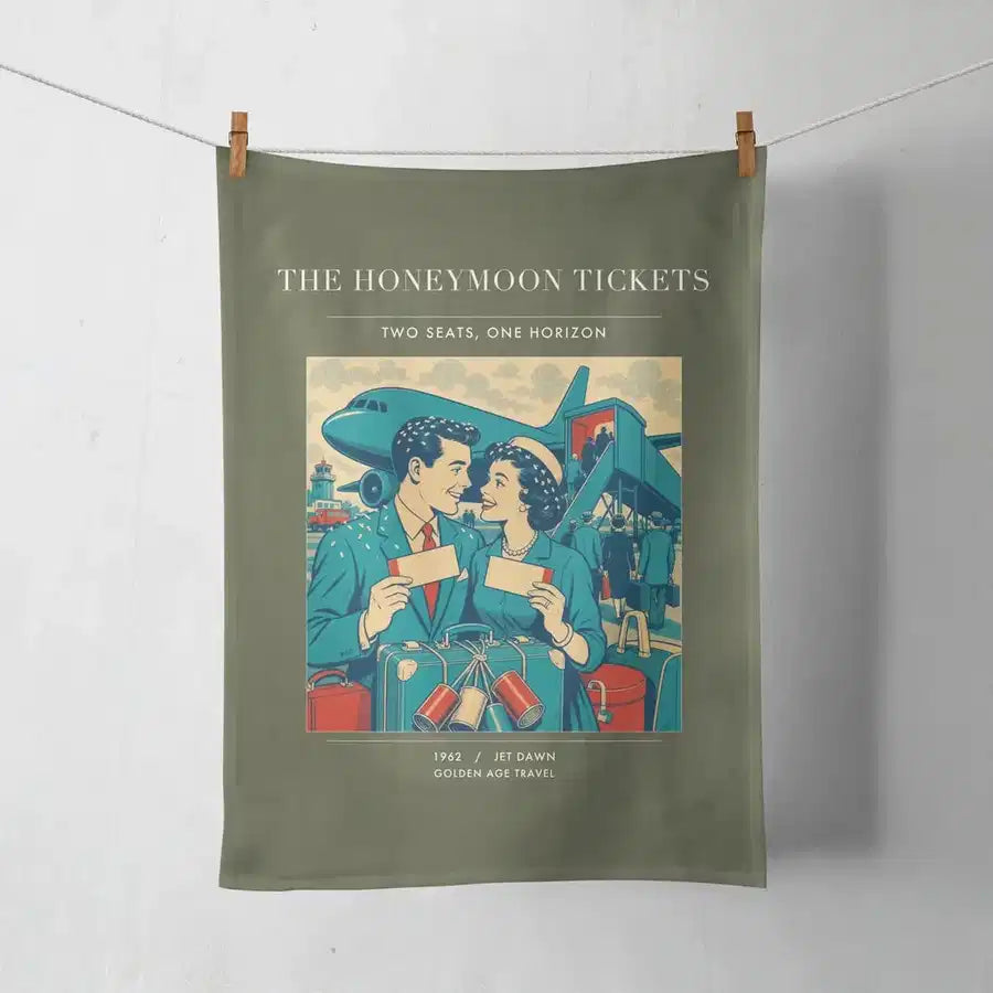 VINTAGE G4227 - The Honeymoon Tickets - Designed Towels design on greenarmy