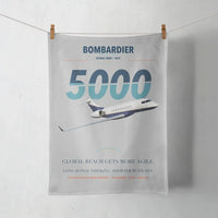 Thumbnail for Bombardier Global 5000 design on light gray towel