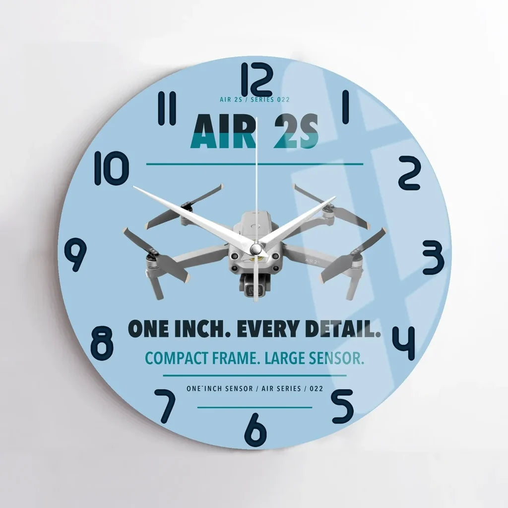 DJI Air 2S design on light blue no frame wall clock