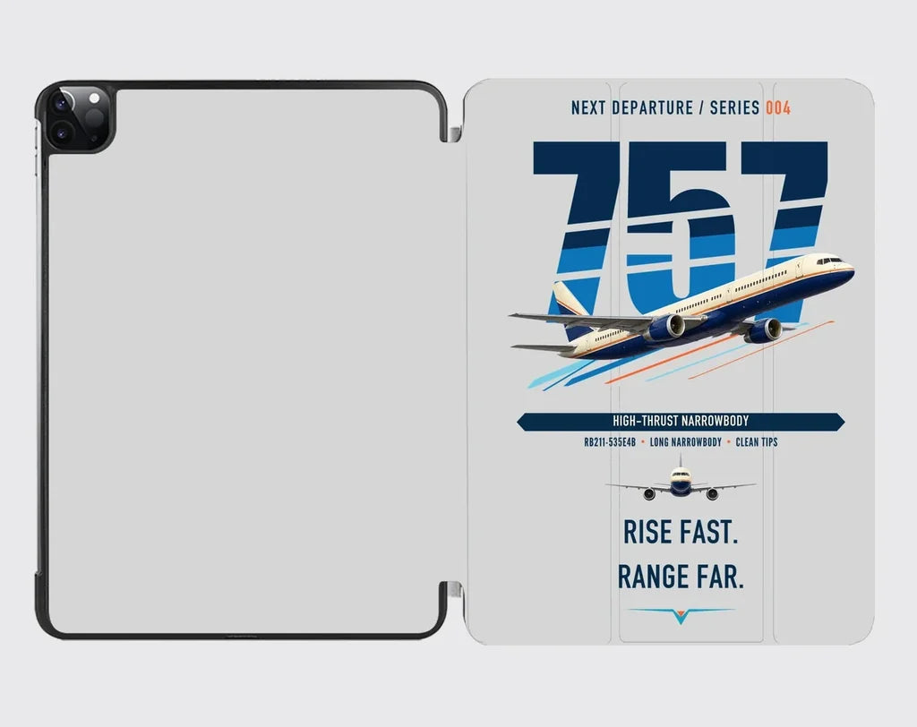 Boeing 757-200 design on light gray ipad tablet case
