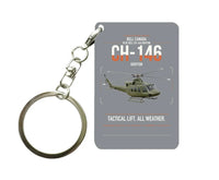 Thumbnail for Bell Canada CH-146 Griffon design on gray designed key chain, double-side print