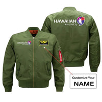 Thumbnail for Hawaiian Airlines logo on green + name bomber jacket