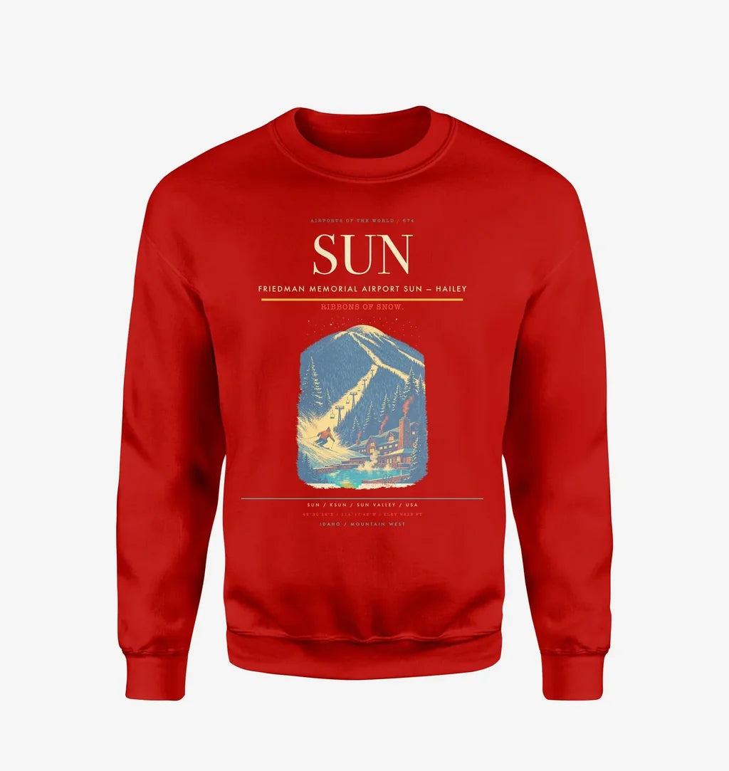 Friedman Memorial Airport (SUN) design on red sweatshirt