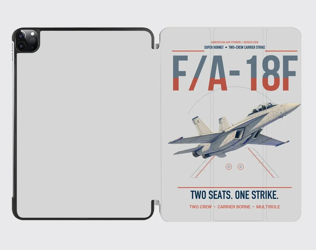 F-A-18F Super Hornet design on light gray ipad tablet case