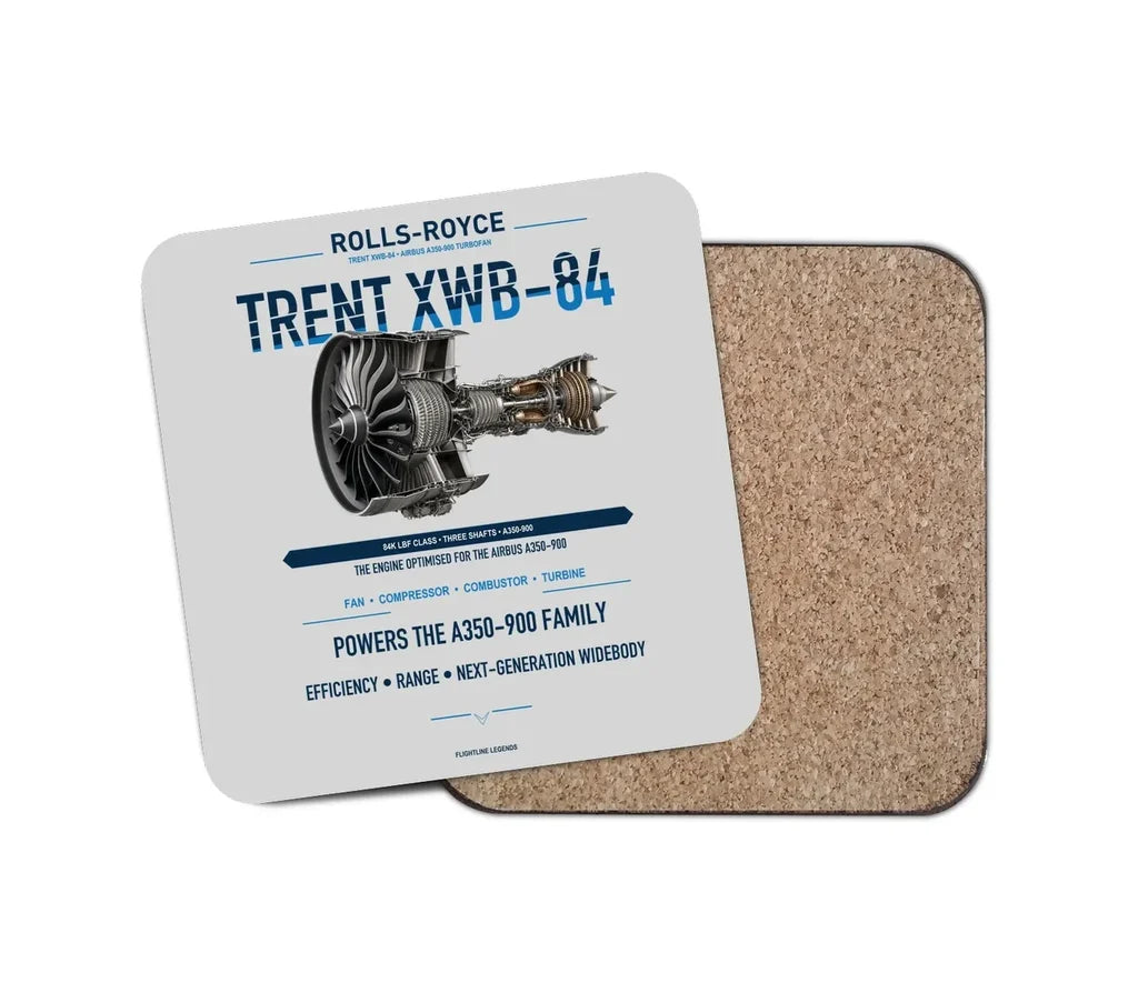 TRENT XWB-84 design on light gray 1 piece coaster