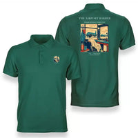 Thumbnail for VINTAGE G4377 - The Airport Barber - Double-Side Polo T-Shirt design on green
