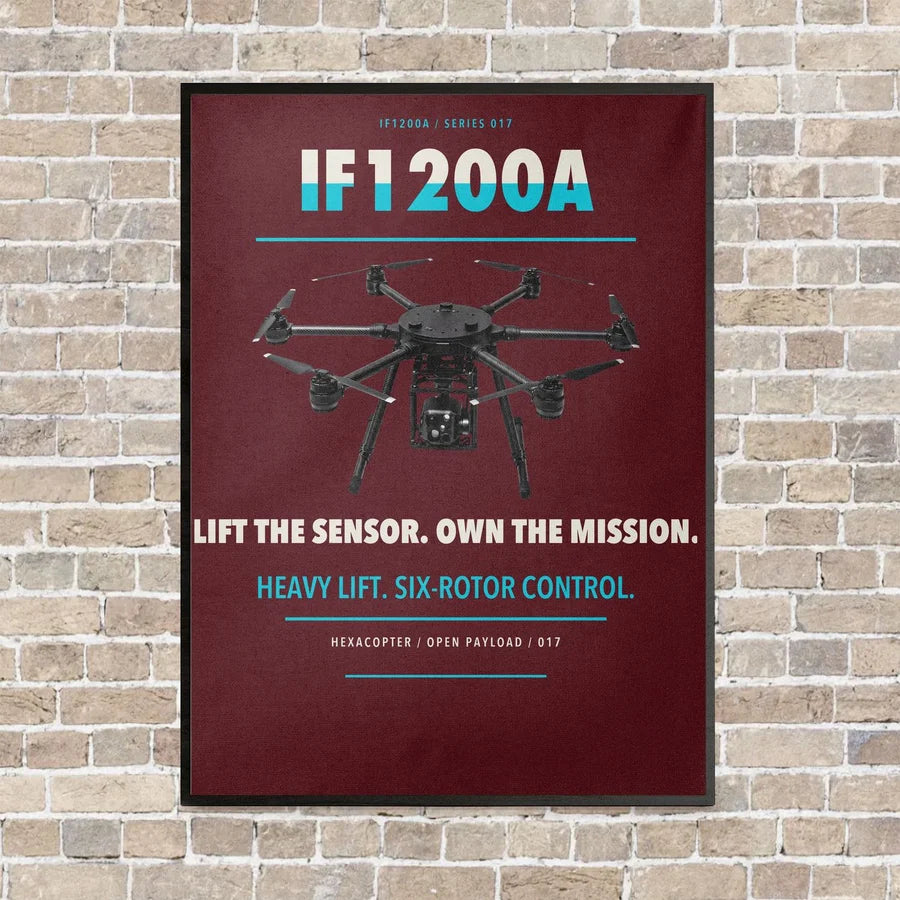 Inspired Flight IF1200A vertical canvas print - framed - dark red background