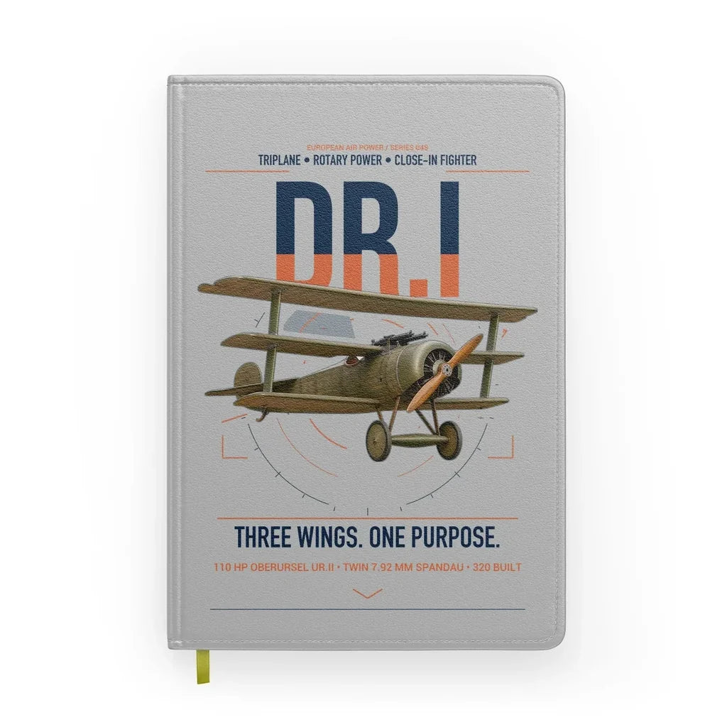 Fokker Dr.I design on light gray notebook
