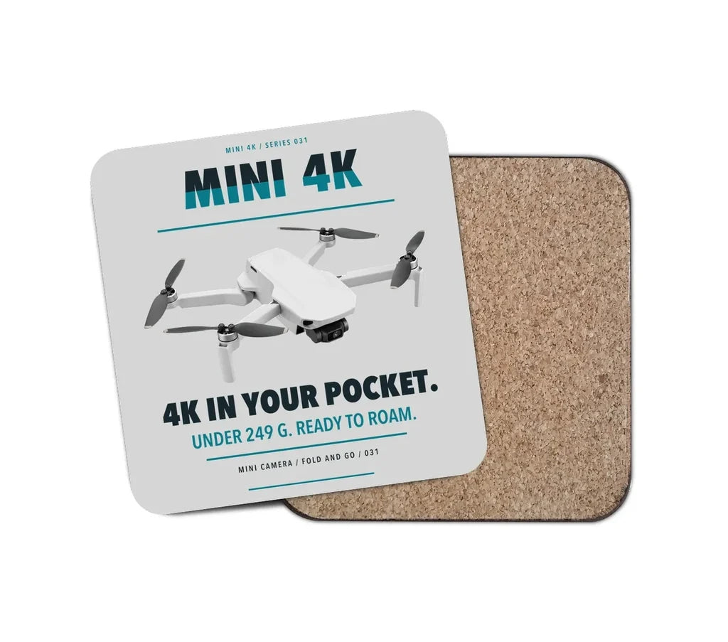 DJI Mini 4K design on light gray 1 piece coaster