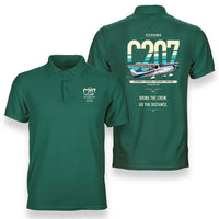 Thumbnail for Cessna T207A Stationair 8 design on green double-side polo t-shirt, double-side print