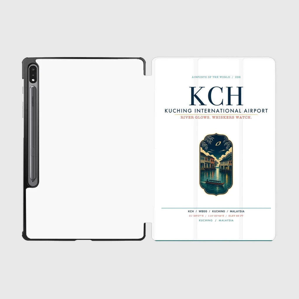 Kuching International Airport (KCH) design on white samsung tablet tablet case