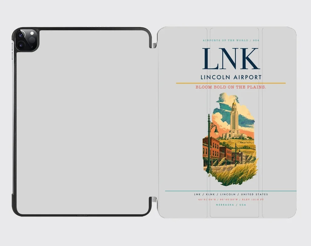 Lincoln Airport (LNK) design on light gray ipad tablet case