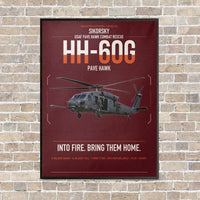 Thumbnail for Sikorsky HH-60G Pave Hawk vertical canvas print - framed - dark red background