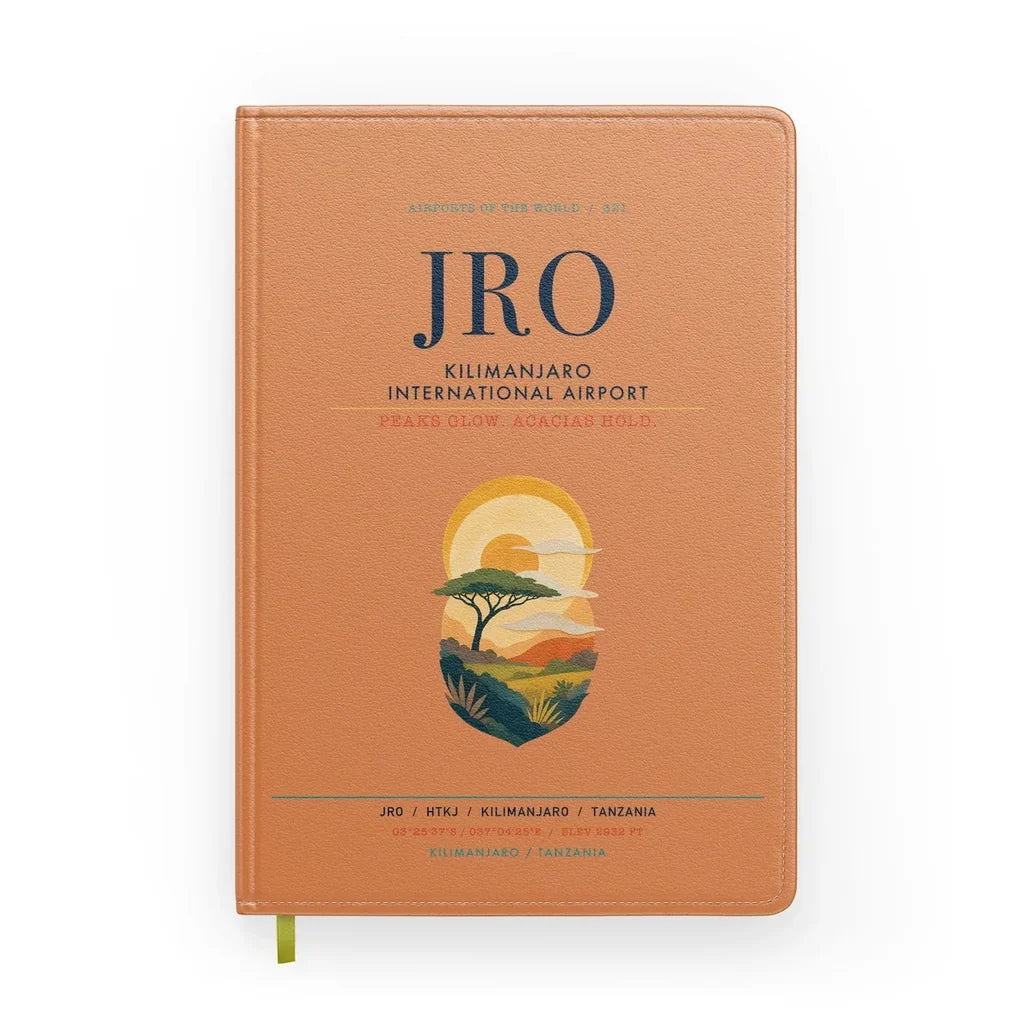 Kilimanjaro International Airport (JRO) design on orange notebook