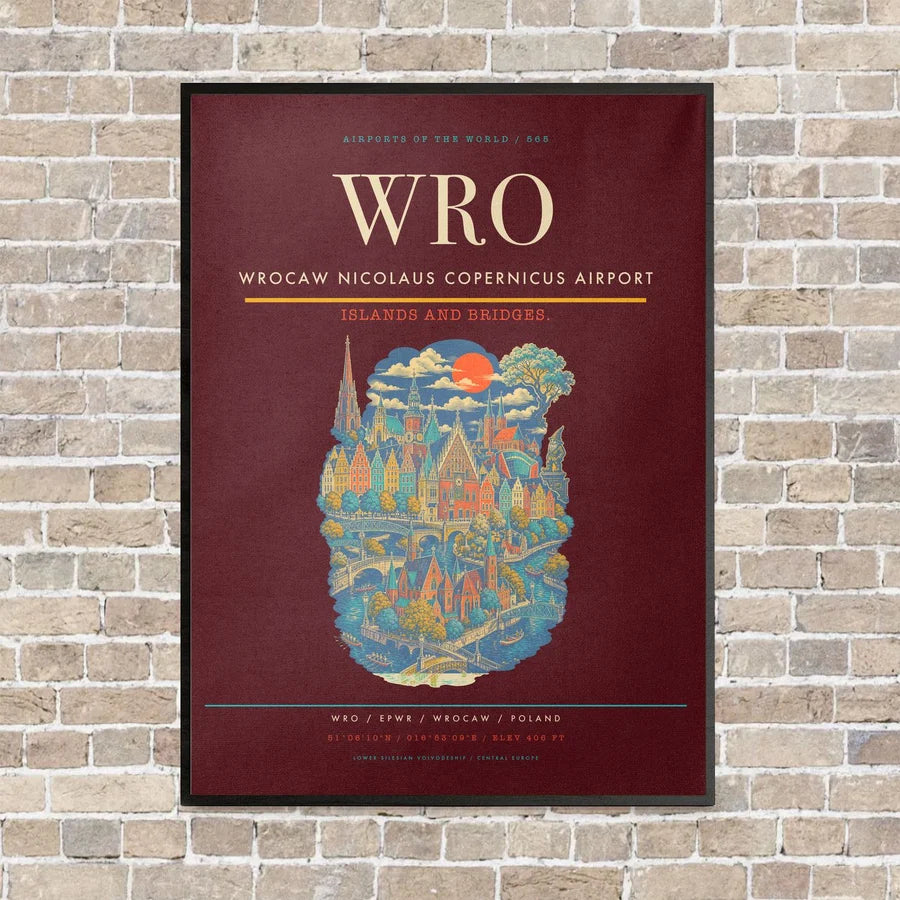 Wrocaw Nicolaus Copernicus Airport WRO - Canvas Framed - Dark Red