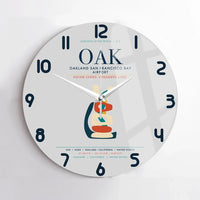 Thumbnail for Oakland San Francisco Bay Airport (OAK) design on light gray no frame wall clock