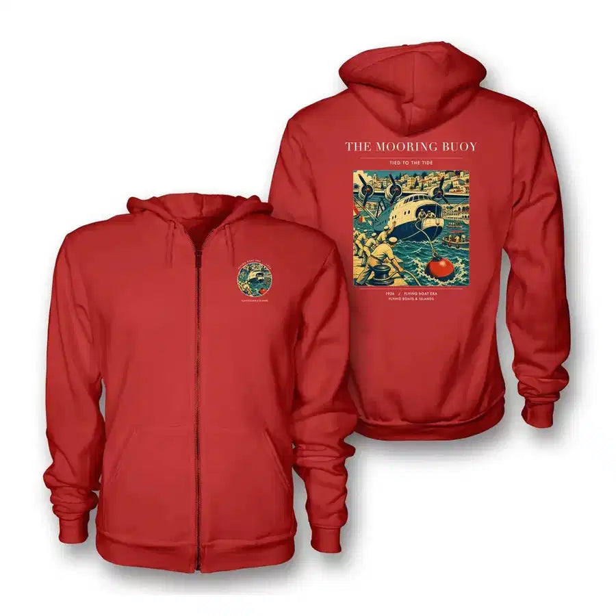 VINTAGE G4183 - The Mooring Buoy - Premium Zipped Hoodie design on red