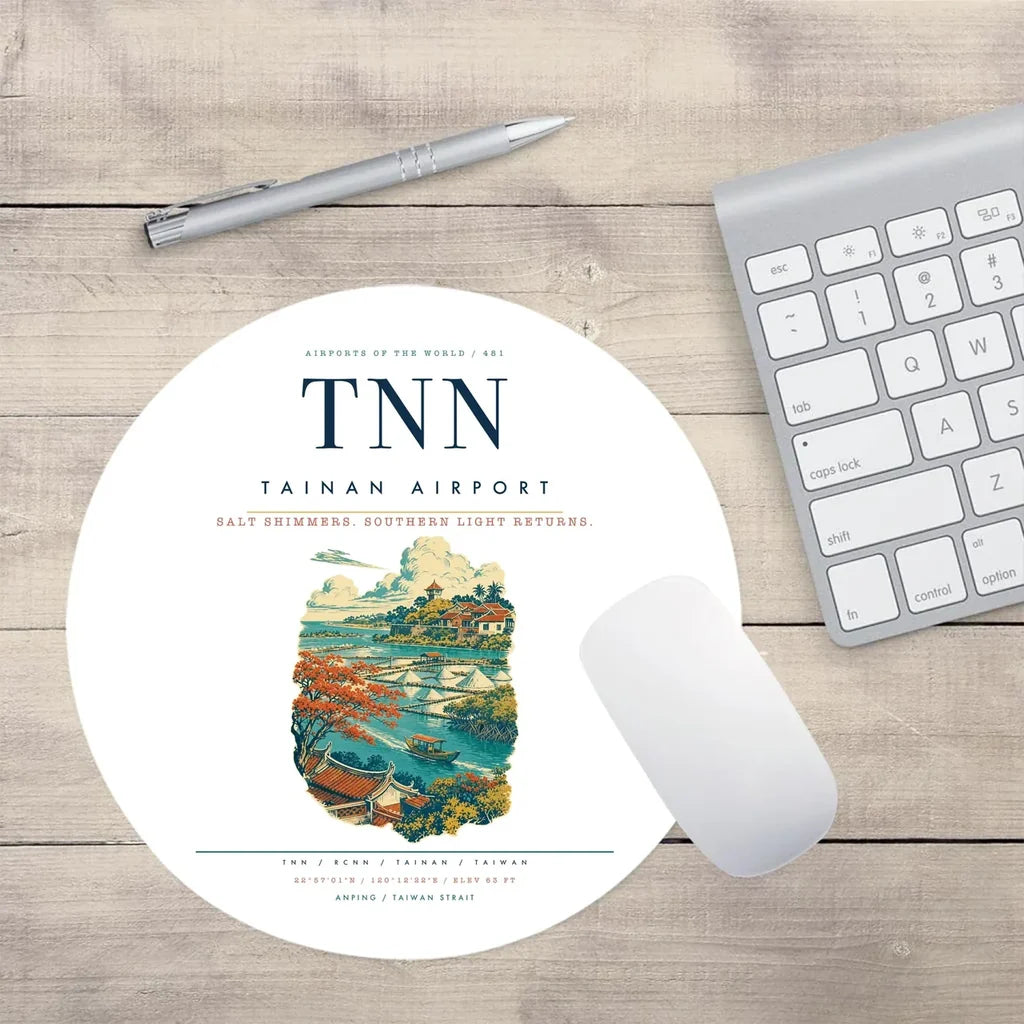 Tainan Airport (TNN) design on white round mouse pad