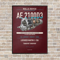 Thumbnail for AE 2100D3 vertical canvas print - framed - dark red background