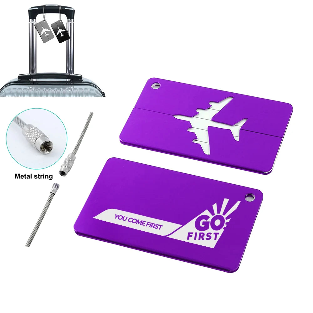 Go First Aluminum Luggage tag in purple