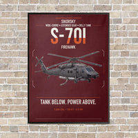 Thumbnail for Sikorsky S-70i FIREHAWK vertical canvas print - framed - dark red background