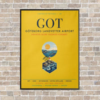 Thumbnail for Göteborg Landvetter Airport GOT vertical canvas print - framed - yellow background