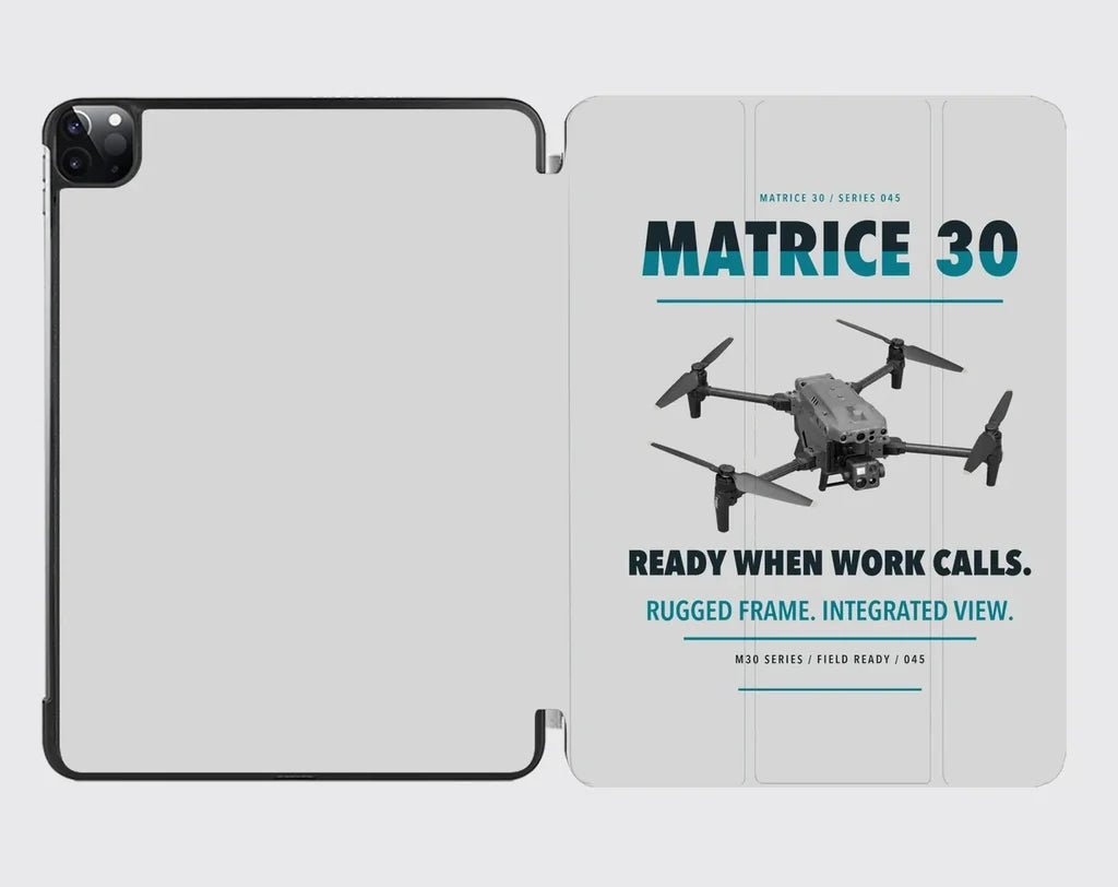 DJI Matrice 30 design on light gray ipad tablet case