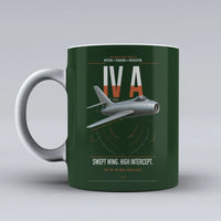 Thumbnail for Dassault Mystère IV A design on dark green ceramic mug, double-side print