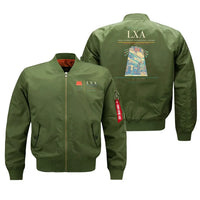 Thumbnail for Lhasa Gonggar International Airport (LXA) design on green bomber jacket
