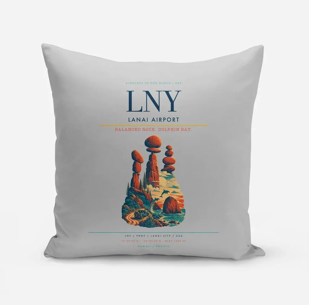 Lanai Airport (LNY) design on light gray pillow