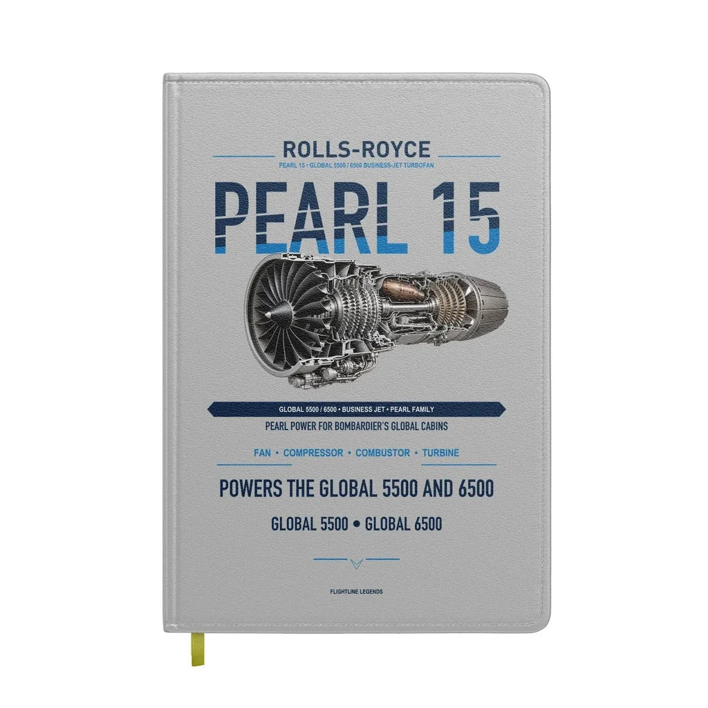 PEARL 15 design on light gray notebook