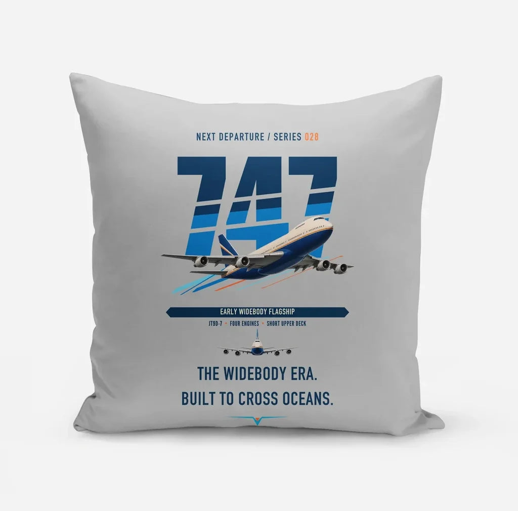 Boeing 747-200B design on light gray pillow