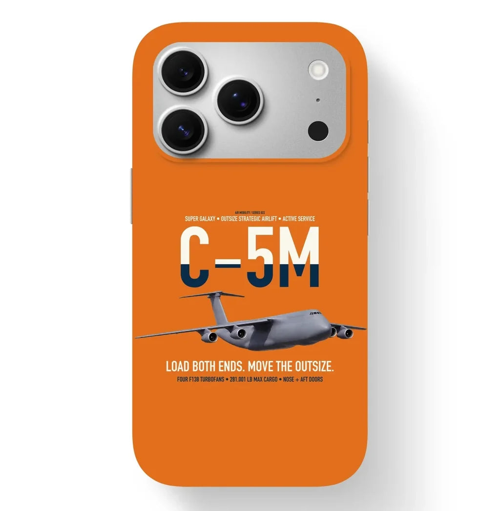 C-5M Super Galaxy design on orange magsafe iphone case, for iPhone 17 Pro