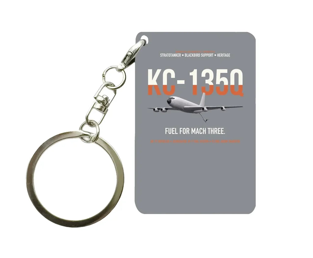 KC-135Q Blackbird Tanker design on gray designed key chain, double-side print