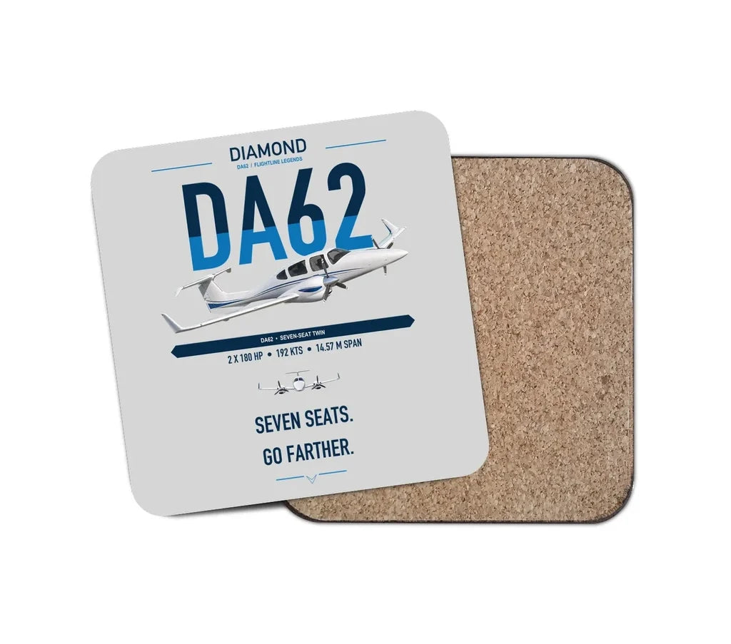 Diamond DA62 design on light gray 1 piece coaster