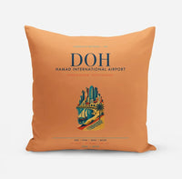 Thumbnail for Doha Hamad International Airport (DOH) design on orange pillow