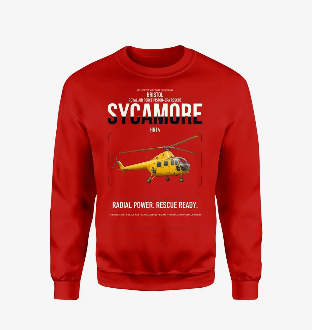 Bristol Sycamore HR14 design on red sweatshirt
