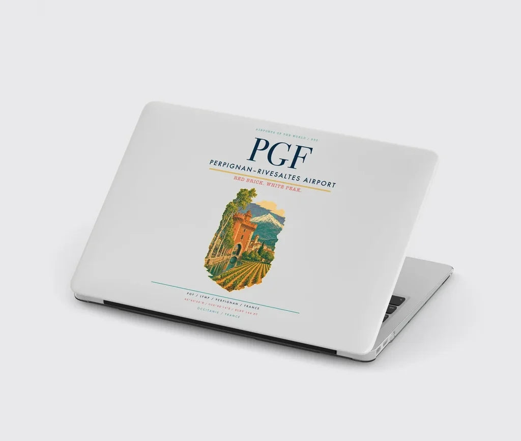Perpignan–Rivesaltes Airport (PGF) design on light gray MacBook case