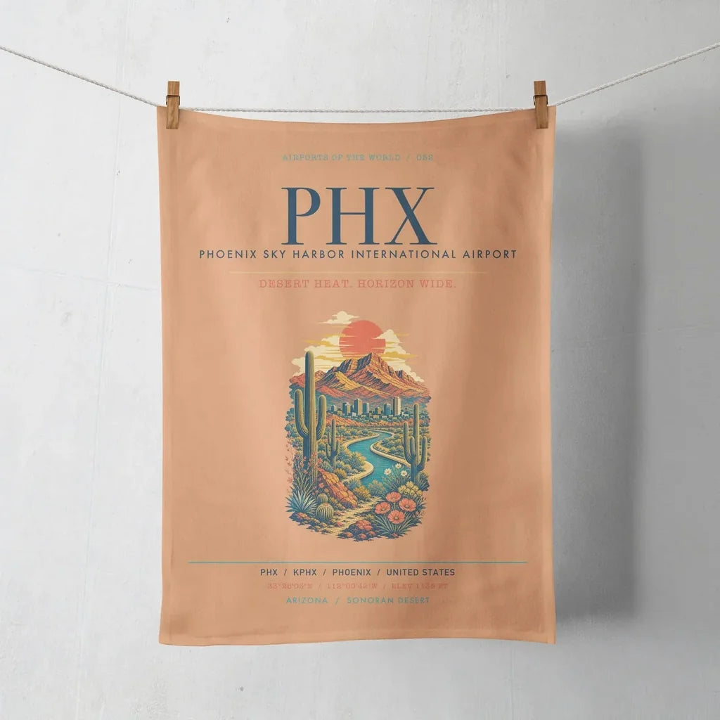 Phoenix Sky Harbor International Airport (PHX) design on orange towel