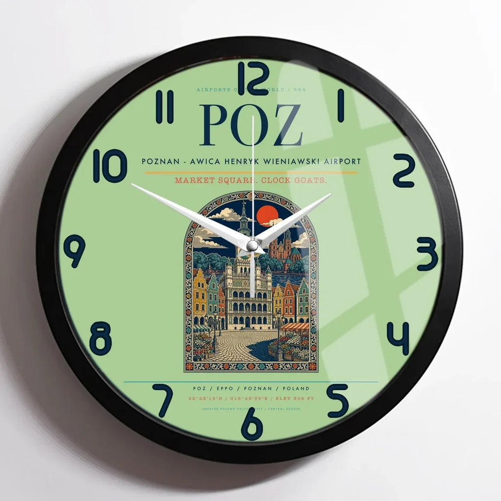 Poznan - awica Henryk Wieniawski Airport POZ Wall-Clock Framed - Light Green