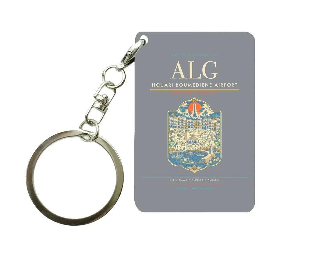 Houari Boumediene Airport ALG Key Chain design on gray key chain
