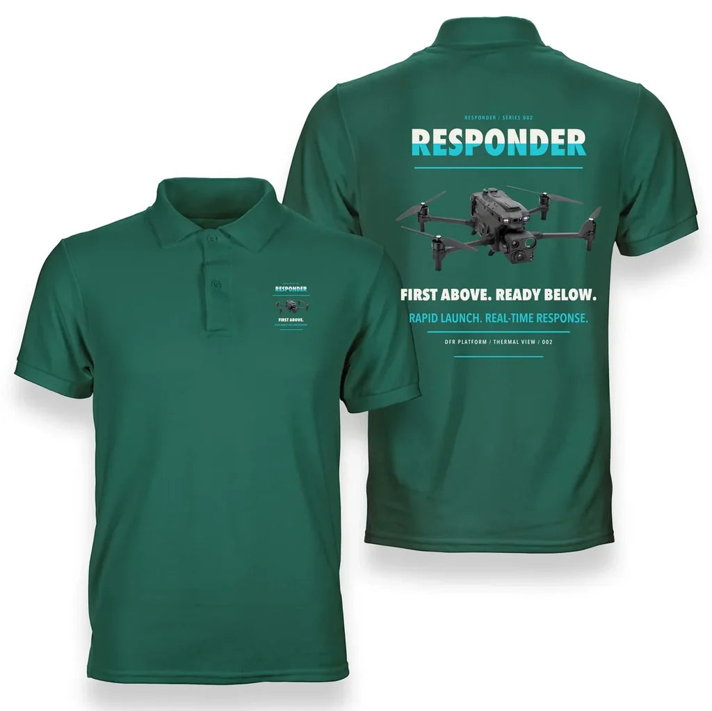 BRINC Responder design on green polo