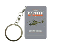 Thumbnail for Westland Gazelle AH1 design on gray designed key chain, double-side print