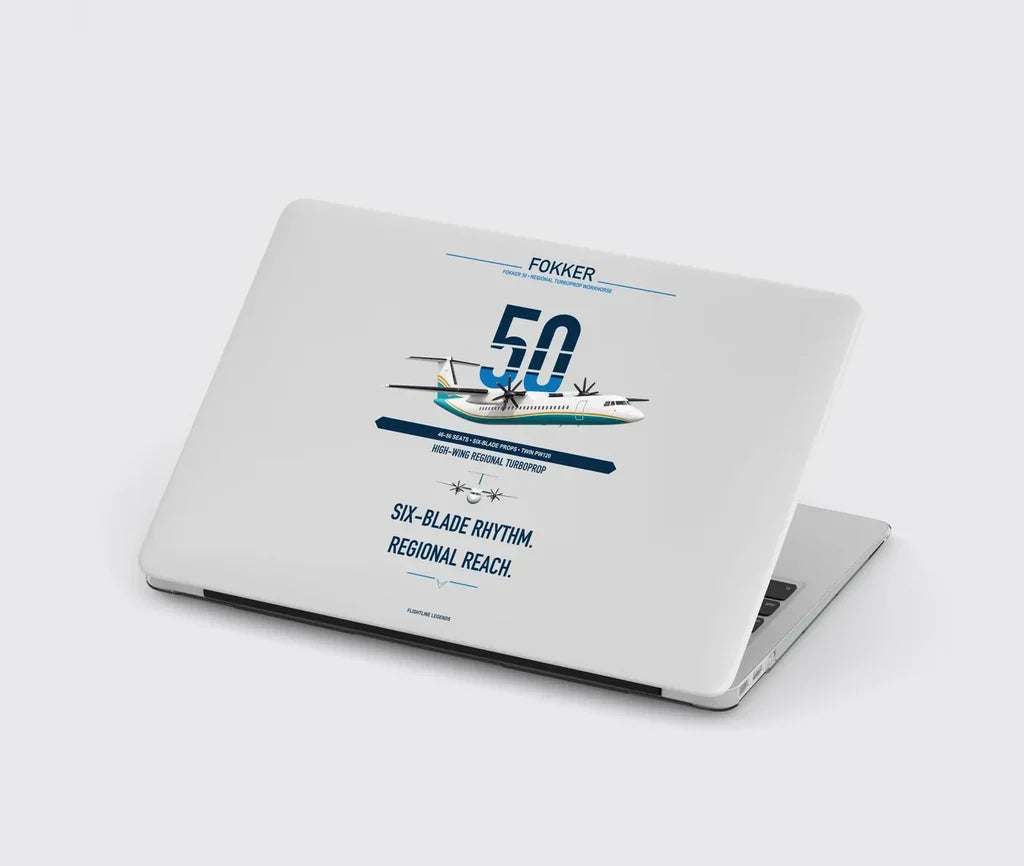 Fokker 50 design on light gray MacBook case
