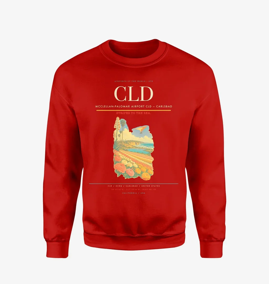 McClellan-Palomar Airport (CLD) design on red sweatshirt