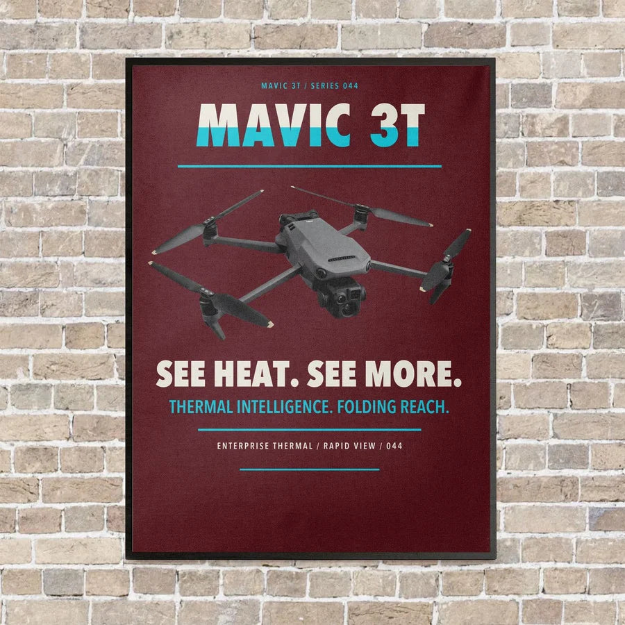 DJI Mavic 3 Thermal vertical canvas print - framed - dark red background
