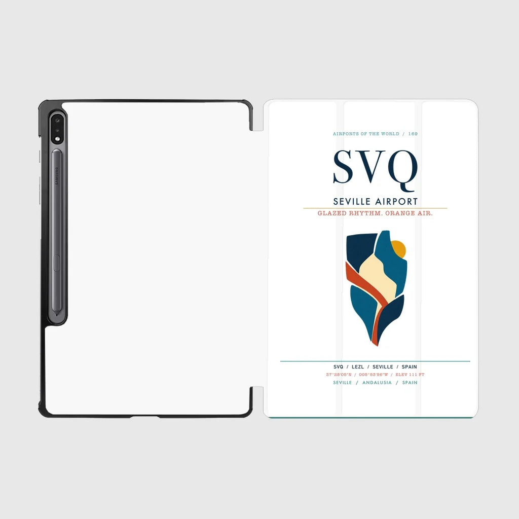 Seville Airport (SVQ) design on white samsung tablet tablet case